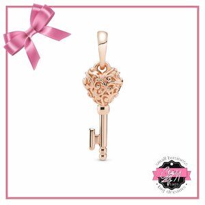 Regal Rose Gold Heart Key Pendant